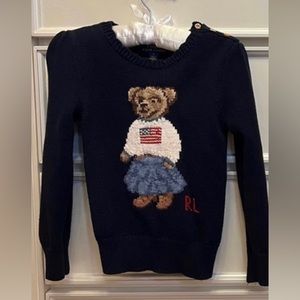 Little Girls Polo Bear Flag Sweater 5T EUC